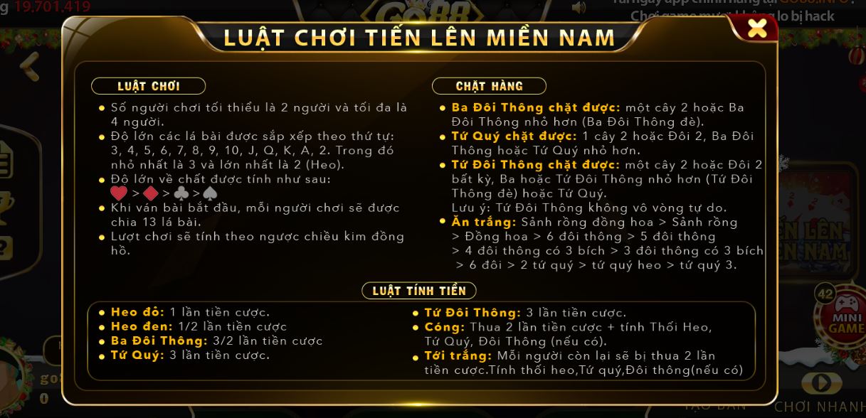 Ăn trắng cực nhanh trong tiến lên miền nam Go 88